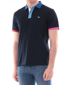 Harmont&blaine polo con collo ed orli a contrasto uomo blue navy