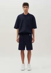 Oversized Polo Uni Blau L