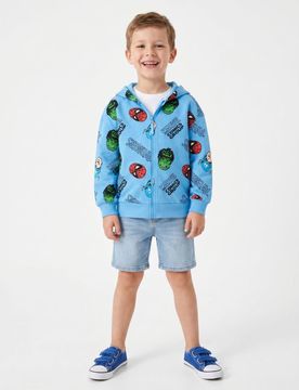Top da jogging con zip e cappuccio Marvel - blu