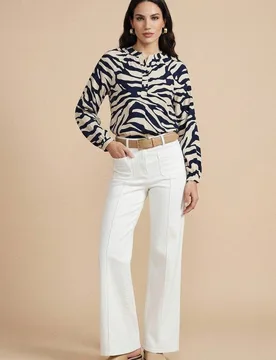 Women's Navy Zebra Shirt Size: 14 - Navy - Size: 14 - Urban Bliss - FashionsVida