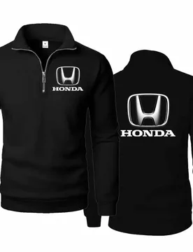 New Honda Logo Fashion Sweatshirt Men's Long Sleeve Half Zipper Stand Collar Thickened Top Autumn and Winter Windproo - Aliexpress - FashionsVida
