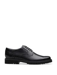 Wide Fit Leather Derby Shoes Black male