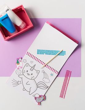 Set di attività con diamantini e glitter - rosa