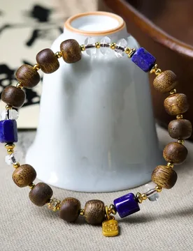Natural white crystal, lapis lazuli, yellow Qinan agarwood bracelet, new Chinese-style cultural accessory - Aliexpress - FashionsVida