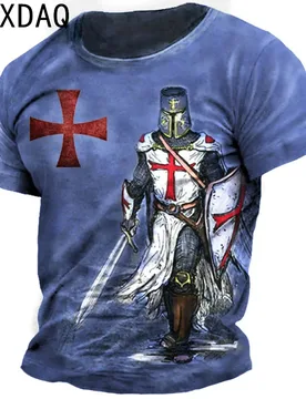 Knights Templar Pattern Tops Fashion Cool Street Personality T-Shirts Summer Short Sleeve O-Neck Loose Tops Big Size Casual Tee - Aliexpress - FashionsVida