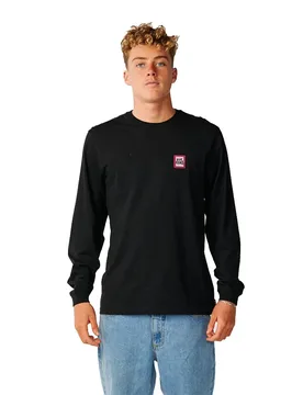 Maglietta A Maniche Lunghe Streamline Badge Black L - Rip curl - FashionsVida