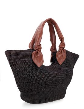 Mini Raffia and Lambskin Shoulder Bag