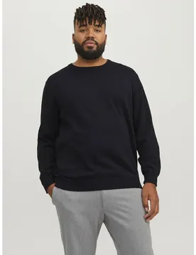 Pull Basic Plus Size Black 4XL