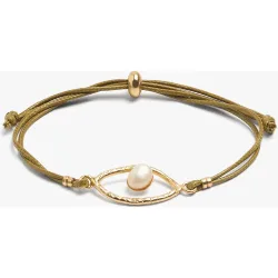Pulsera de cordón con detalle de ojo y perla