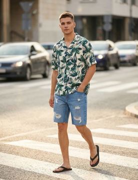 Shorts di jeans strappati - blu