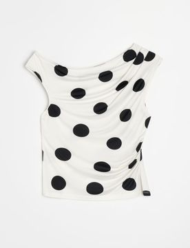 Blusa arricciata a pois - bianco