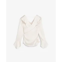 Blusa de mujer con escote en pico y solapa cruzada