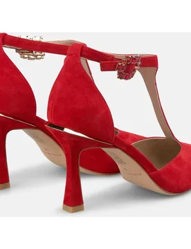 Zapatos de salón de mujer de piel con detalle de tira en la parte delantera y detalles tipo joya - Alma en Pena - FashionsVida
