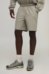 Herren Entspannte Karierte Nylon-Shorts Brown Größe XL