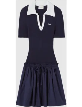 Vestido corto bimateria con cuello polo - CLAUDIE PIERLOT - FashionsVida