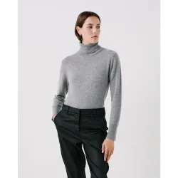 Jersey de mujer con cuello cisne en cashmere 100%