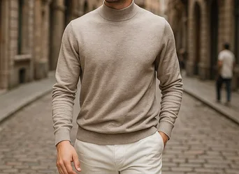 Men's Semi-turtleneck Autumn and Winter New Solid Color Pullover Knitted Top Lazy Sweater Bottoming Shirt