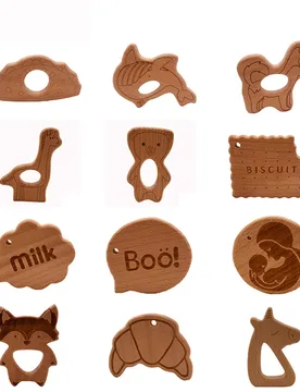 ABCPICK 10pcs Baby Wooden Teethers Food Grade Animal Natural Beech Wood Animal Shape Pacifier Newborn Toys Beads - Aliexpress - FashionsVida