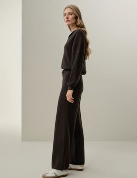 Pantalon Large en Cachemire de Mongolie Rayé | | Taille S