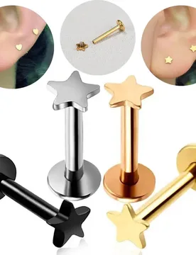 G Piercing Titanium Steel Internal Thread Labret Flat Star Heart Top Tragus Helix Cartilage Earring Men Nose Stud body jewelry - Aliexpress - FashionsVida