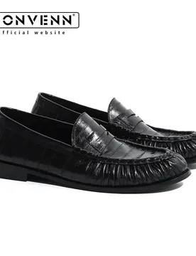 Loafers for men's eel skin pleated design a top layer cowhide slip in formal dress shoe suitable for casual work and commuting - Aliexpress - FashionsVida