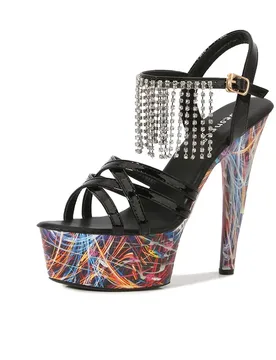CM Women's Pumps and Heels Fluorescent Luminous Platform Diamond Tassel Women's Sandals Banquet High Heels Sandalias De Mujer - Aliexpress - FashionsVida