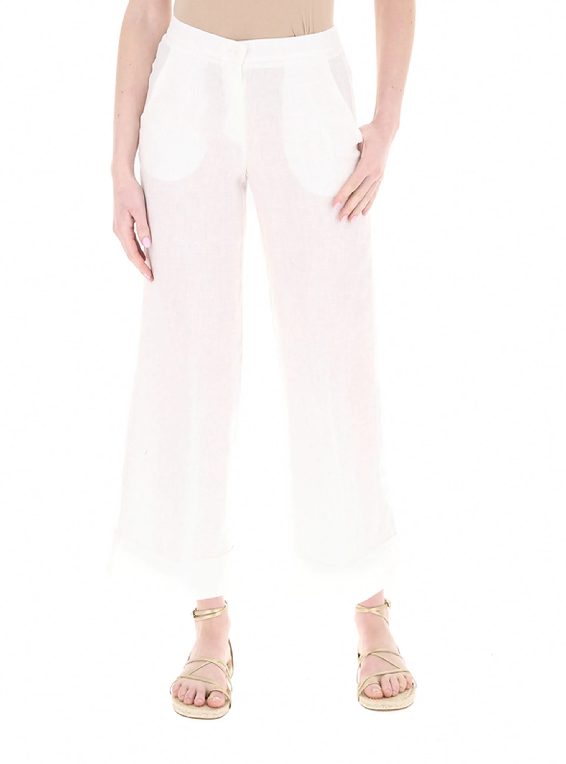 LINKS Pantalone in lino PANNA 48 - 2 LINKS - FashionsVida