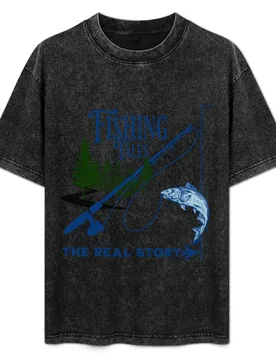 Fishing Tales. The Real Story funny design to keep the fishermen in your life honest about his catch. T-Shirt - Aliexpress - FashionsVida