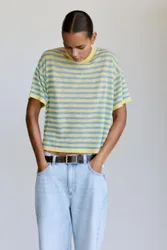 Striped Knit T-Shirt (Size: )