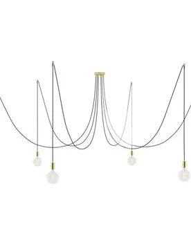 Cables Suspension Luminaire Spider 6 Falls With Light Bulb Brass One Size - Creative - FashionsVida