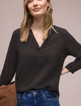 Arm Bluse in Musselinqualität female Braun
