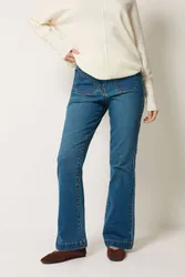 Women's Front Pocket Flare Jeans in Mid Blue Size: 20L - Mid Blue - Size: 20L