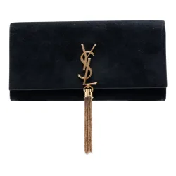 Suede Monogram Kate Tassel Clutch
