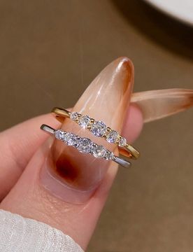 Pieza Anillo de compromiso/boda de plata de ley S925 con 5 diamantes brillantes, romántico y elegante, regalo de joyería nupcial para mujeres