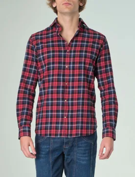 Camicia in flanella a quadri rossi e blu - Alley Docks - FashionsVida