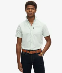 Superdry Herren Hellgrün Oxford Kurzarmhemd, Größe: XL