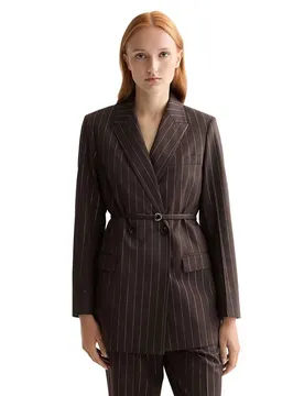 Blazer Double Breasted Lurex Pinstripe Chocolate Plum S