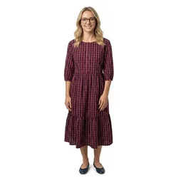 Vestito A Maniche Corte Helen Dark Cherry Check XL