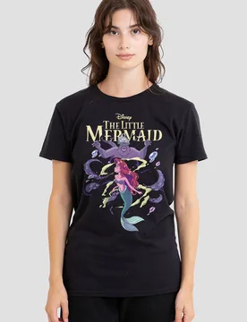 Little Mermaid Ariel & Ursula Anime T-Shirt, Black - Black - Size: XL - Disney - FashionsVida