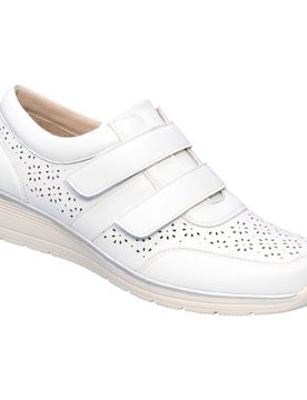 Leder-Kletthalbschuh „Kornelia“ weiss 40 Damen