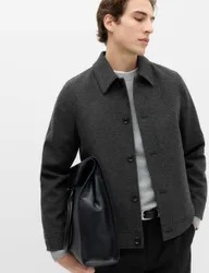 Button Through Jacket Grey Mix male
