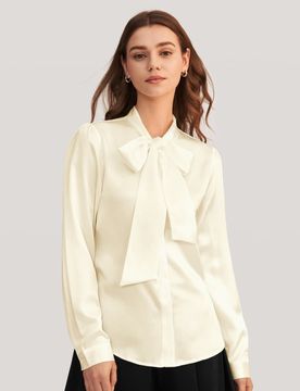 Camicetta Charmeuse Seta Elegante Collo a Papillon XXXS