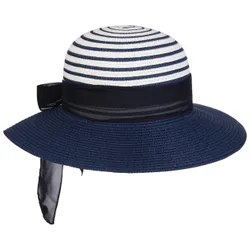 Striped Crown Floppy Hat by - navy - Damen - Size: One Size
