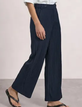 Wide Leg Hose mit Crinkle Crash Struktur female Blau