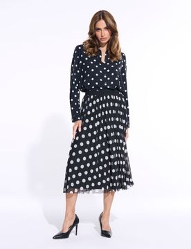 Gonna midi plissettata a pois - multicolor