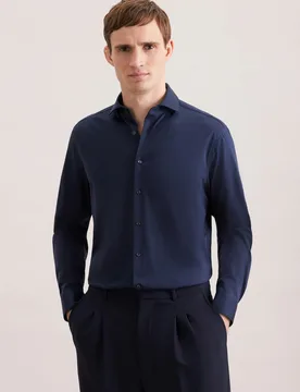 Regular Jerseyhemd Uni Blau 42 - Seidensticker - FashionsVida