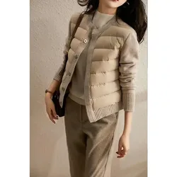 Winter Sweater Patchwork Parka Women's Down Jackets Ultra Light Warm Casual Coat Female Puffer Jacket Oversized Outerwear