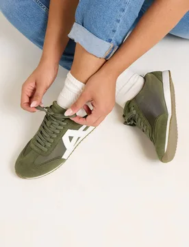 Women's Slim Sole Trainers In Wide E Fit in Olive Size: 7E - Olive - Size: 7E - Yours - FashionsVida