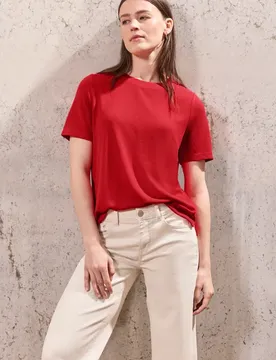 Street One Strick-Look T-Shirt female Rot