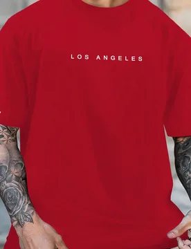 Camiseta casual de cuello redondo de manga corta con estampado de letras para hombre en verano - Shein - FashionsVida